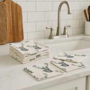 Eco Reusable Kitchen Towels Set | Soft Washable Non-Paper Cloths Deer Pattern